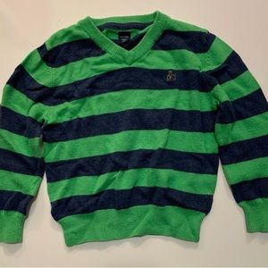 Baby Gap Striped V-Neck Sweater, Green/Navy - Size 3 Years (GUC)